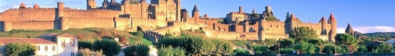Carcassonne : vue panoramique, forteresse médiévale et verdure.