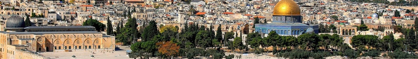 Jérusalem : skyline avec Dôme, mosquée Al-Aqsa.