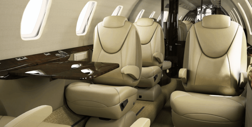 Intérieur jet privé Citation Excel - GCD Logistique Aviation