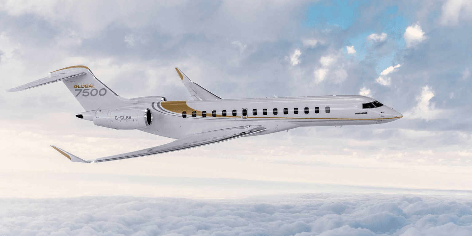 jet privé global 7500 en vol