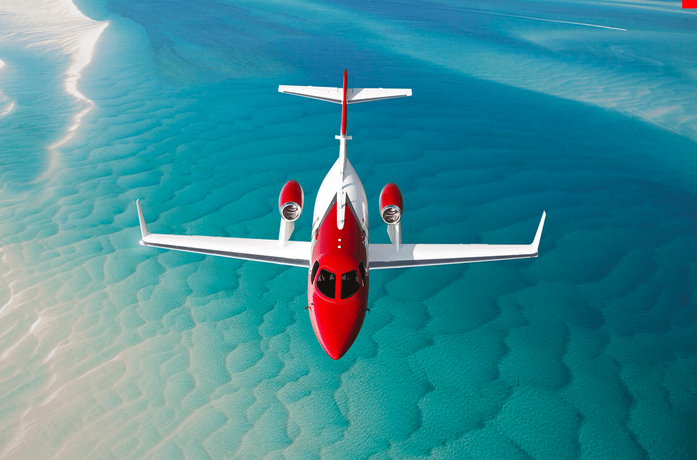 HondaJet en vol au-dessus de la mer