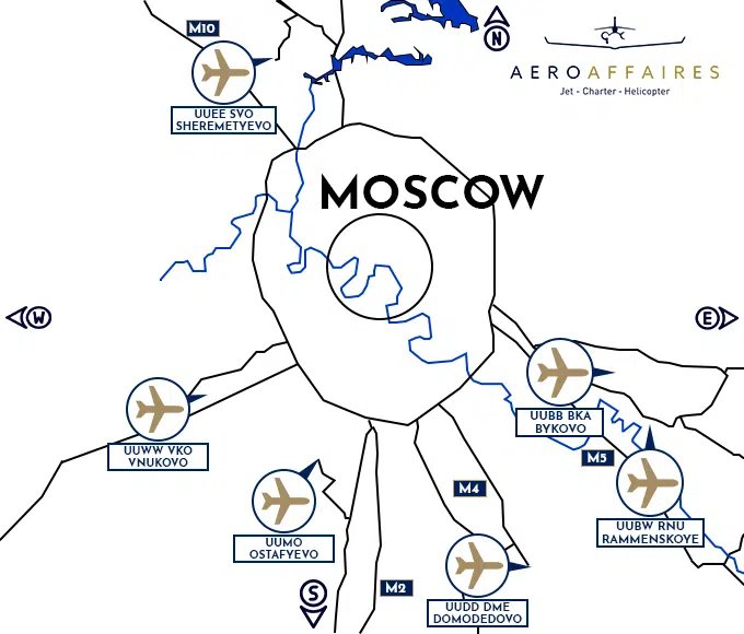 plan des aeroports de Moscow
