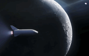 Tourisme spatial GCD Logistique Aviation : vaisseau spatial près de la lune.